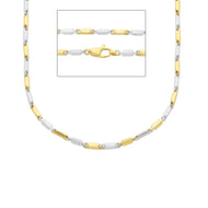 18K YELLOW WHITE GOLD CHAIN MINI BONE ALTERNATE TUBE LINK 1.5 MM, 20 INCHES