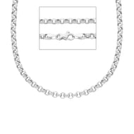 18k white gold chain 17.70 in, dome round circle rolo link 2.5 mm, made in Italy