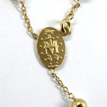 将图片加载到图库查看器，18k yellow gold Rosary necklace Miraculous medal &amp; Jesus Cross, 5mm spheres, 25"
