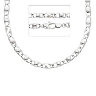 Cadena de oro blanco de 18 quilates con eslabones ovalados, estilo marinero, de 50 cm y 20 pulgadas de largo.