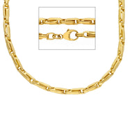 18K YELLOW GOLD CHAIN ALTERNATE OVALS 4 MM, 24 INCHES, SQUARED TUBE NECKLACE