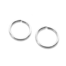 Load image into Gallery viewer, 18K WHITE GOLD ROUND CIRCLE HOOP EARRINGS DIAMETER 8 MM x 1 MM, MADE IN ITALY
