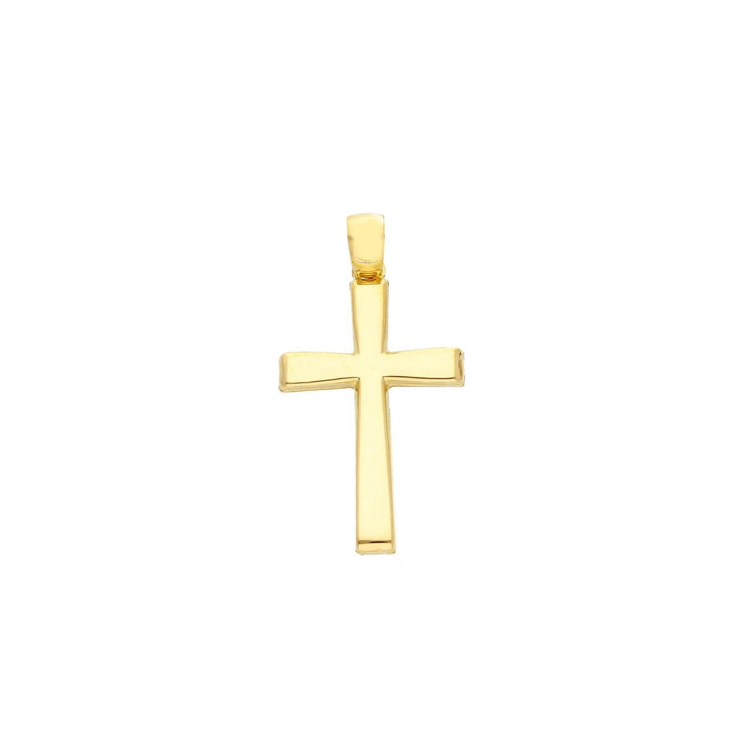 Solid 18k yellow gold flat cross very shiny and pretty made in Italy