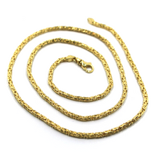 Load image into Gallery viewer, 18k yellow gold squared tubular 2.4mm byzantine chain necklace, 50cm 20&quot; solid
