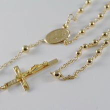 Load image into Gallery viewer, 18K YELLOW GOLD ROSARY NECKLACE MIRACULOUS MARY MEDAL &amp; JESUS CROSS ITALY MADE
