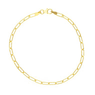 solid 18k yellow gold bracelet rounded tube oval paper clip 2.5x7mm link, 7.5