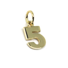 Load image into Gallery viewer, 18K YELLOW GOLD NUMBER 5 FIVE PENDANT CHARM, 0.7 INCHES, 17 MM, MADE IN ITALY
