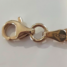 Load image into Gallery viewer, solid 18k yellow gold chain rounded tube oval paper clip 3x8mm link 24&quot; 60cm
