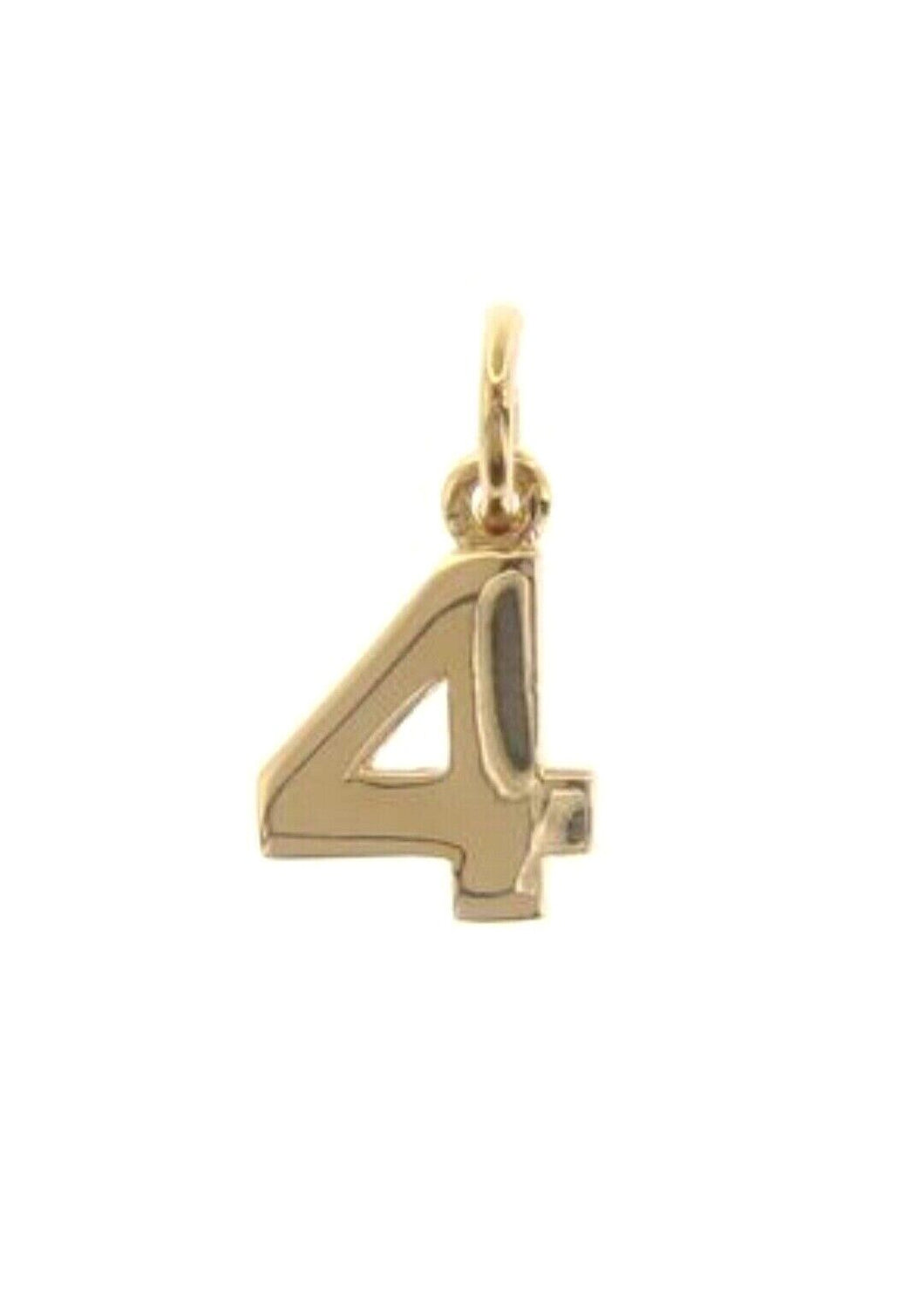 18K YELLOW GOLD NUMBER 4 FOUR PENDANT CHARM, 0.7 INCHES, 17 MM, MADE IN ITALY