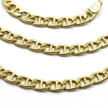 Load image into Gallery viewer, 18K YELLOW GOLD CHAIN FLAT BOAT MARINER OVAL NAUTICAL LINK 4.5mm, 60 cm, 24&quot;
