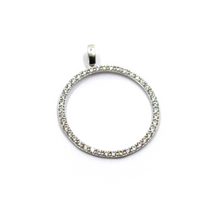 Load image into Gallery viewer, 18k white gold diameter 25mm circle hoop round pendant with white cubic zirconia
