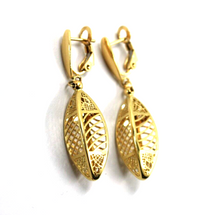 Load image into Gallery viewer, 18k yellow gold long 42mm earrings finely worked 3d oval striped lantern
