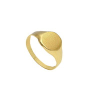 18k yellow gold band signet man chevalier ring, 9mm round satin flat central