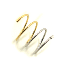 Load image into Gallery viewer, 18K YELLOW WHITE GOLD MAGICWIRE LONG HALF PHALANX RING ELASTIC WORKED WIRE SNAKE
