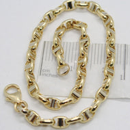 18K YELLOW WHITE GOLD 3.5 MM OVAL NAVY MARINER BRACELET 8.30 IN 21 CM ITALY MADE
