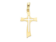 Solid 18k yellow gold flat cross very luster and perforated made in Italy
