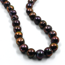 Cargar imagen en el visor de la galería, Collar de oro amarillo de 18 quilates de 20&quot;, perlas barrocas de agua dulce de color morado oscuro de 9/9,5 mm
