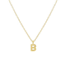 Load image into Gallery viewer, 18k yellow gold rolo thin 16&quot; necklace with small 5mm letter initial B
