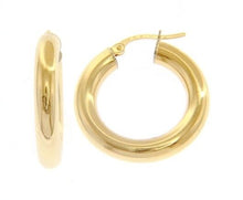 Load image into Gallery viewer, 18K YELLOW GOLD ROUND CIRCLE EARRINGS DIAMETER 15 MM, WIDTH 4 MM, MADE IN ITALY
