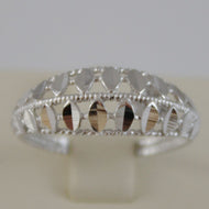 SOLID 18K WHITE GOLD BAND RING LUMINOUS AND BRIGHT, FINELY WORKED MADE IN ITALY