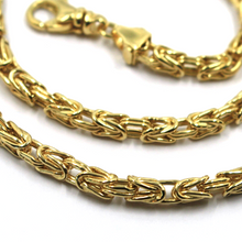 Load image into Gallery viewer, 18k yellow gold squared tubular 4.1mm byzantine chain necklace, 60cm 24&quot; hollow
