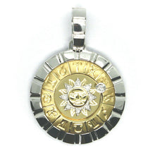 Load image into Gallery viewer, 18K YELLOW WHITE GOLD ZODIAC SIGN ROUND BIG 29mm DIAMOND SUN ZODIACAL PENDANT
