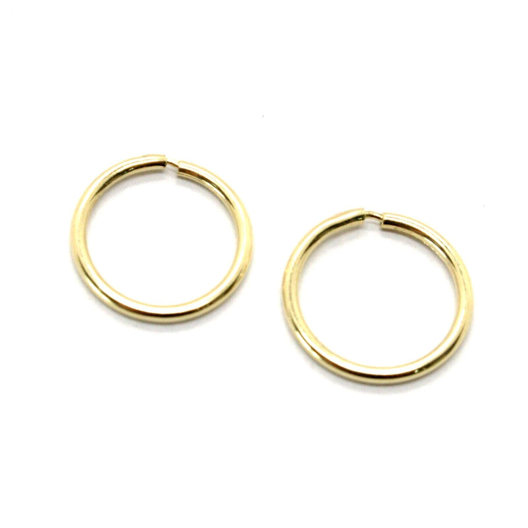 18K YELLOW GOLD ROUND CIRCLE HOOP EARRINGS DIAMETER 8 MM x 1 MM, MADE IN ITALY