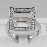 18K 750 WHITE GOLD RING WITH DIAMONDS, MADE IN ITALY, SQUARE BAND