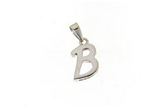 Load image into Gallery viewer, 18K WHITE GOLD LUSTER PENDANT WITH INITIAL B LETTER B MADE IN ITALY 0.71 INCHES
