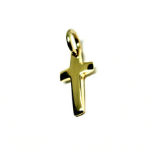 Load image into Gallery viewer, SOLID 18K YELLOW GOLD SMALL CROSS 16mm, ROUNDED SMOOTH 2.5mm THICK MADE IN ITALY
