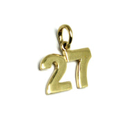 18K黄金数字27吊坠，0.7英寸（17毫米），意大利制造