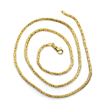 Load image into Gallery viewer, 18k yellow gold squared tubular 2.4mm byzantine chain necklace, 50cm 20&quot; solid
