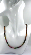 Load image into Gallery viewer, 18k yellow gold necklace 24&quot;, 5mm multicolor natural tourmaline faceted ovals
