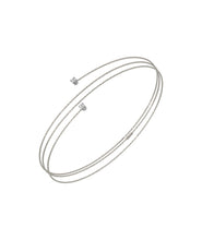 Load image into Gallery viewer, 18K WHITE GOLD BANGLE RIGID BRACELET, ELASTIC WORKED MULTI WIRES &amp; DIAMONDS
