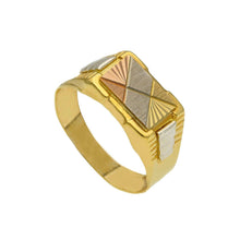 Load image into Gallery viewer, 18k yellow white rose gold band signet man chevalier ring 9X15mm satin rectangle
