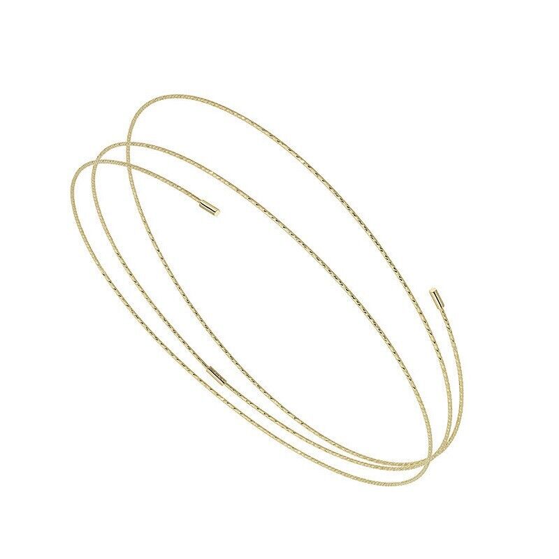 18K YELLOW GOLD BANGLE RIGID BRACELET, ELASTIC WORKED MULTI 3 THIN 0.5mm WIRES