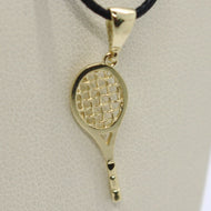 18K YELLOW GOLD TENNIS RACKET PENDANT, CHARM, 20 mm, 0.8 inches, MADE IN ITALY