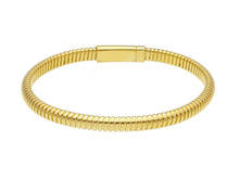 Load image into Gallery viewer, 18k yellow gold omega, gas pipe, rounded 5mm, half tube, spiral bracelet 7.9&quot;
