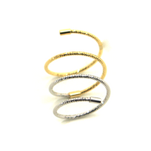 Load image into Gallery viewer, 18K YELLOW WHITE GOLD MAGICWIRE LONG HALF PHALANX RING ELASTIC WORKED WIRE SNAKE
