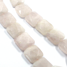 Load image into Gallery viewer, 18k yellow gold necklace 16&quot; with 13mm natural square faceted rose pink quartz
