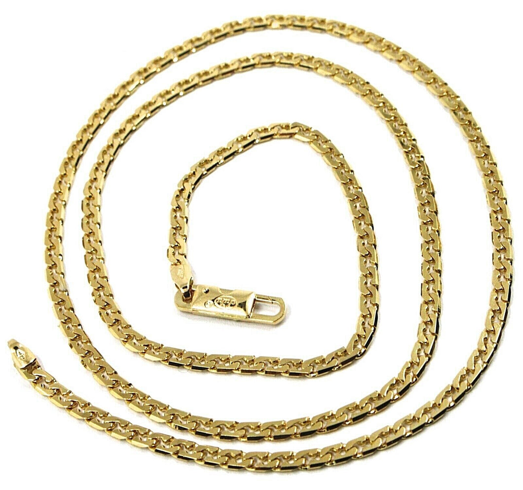 SOLID 18K GOLD GOURMETTE CUBAN CURB 18K YELLOW GOLD CHAIN OVAL WAVE 2.5mm, 20