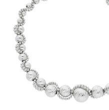 Load image into Gallery viewer, 18k white gold bracelet 7.5&quot; diamond cut 3-8mm spheres with double balls frame
