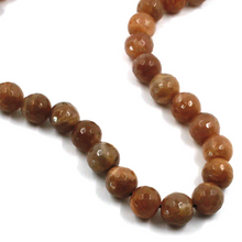 Load image into Gallery viewer, 18k yellow gold necklace 16&quot; with 10mm brown agate faceted beads spheres balls
