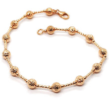 Load image into Gallery viewer, 18K ROSE GOLD BRACELET FINELY WORKED 5 MM BALL SPHERE AND TUBE LINK 7.5 INCHES
