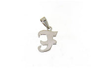 18K WHITE GOLD LUSTER PENDANT WITH INITIAL F LETTER F MADE IN ITALY 0.71 INCHES