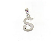 18K WHITE GOLD LUSTER PENDANT WITH INITIAL S LETTER  S MADE IN ITALY 0.71 INCHES