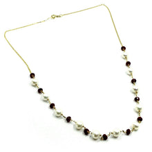 Load image into Gallery viewer, 18K YELLOW GOLD 18&quot; NECKLACE, ALTERNATE RED RUBY &amp; WHITE FRESHWATER PEALS
