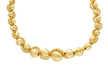 Load image into Gallery viewer, 18k yellow gold necklace 18&quot; diamond cut 3-8mm spheres with double balls frame
