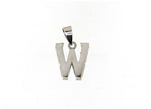 Load image into Gallery viewer, 18K WHITE GOLD LUSTER PENDANT WITH INITIAL W LETTER W MADE IN ITALY 0.71 INCHES
