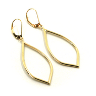 18k yellow gold long 55mm earrings with big smooth 40X19mm tubular drops